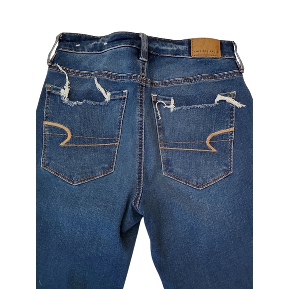 American Eagle Outfitters Dark Blue Distressed Skinny Jeans - Picture 4 of 7